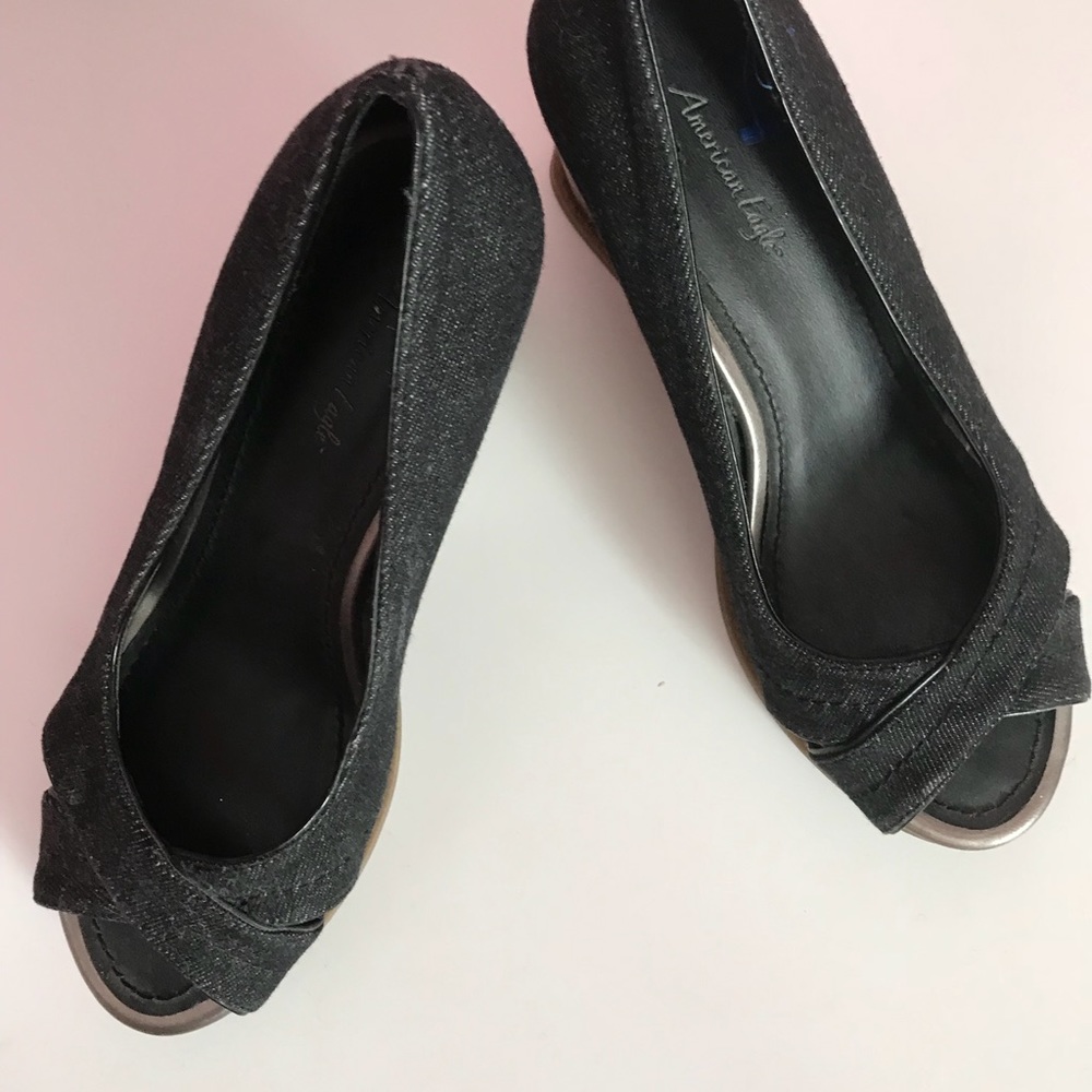 American Eagle Blue Jean Wedges Size 5 1/2